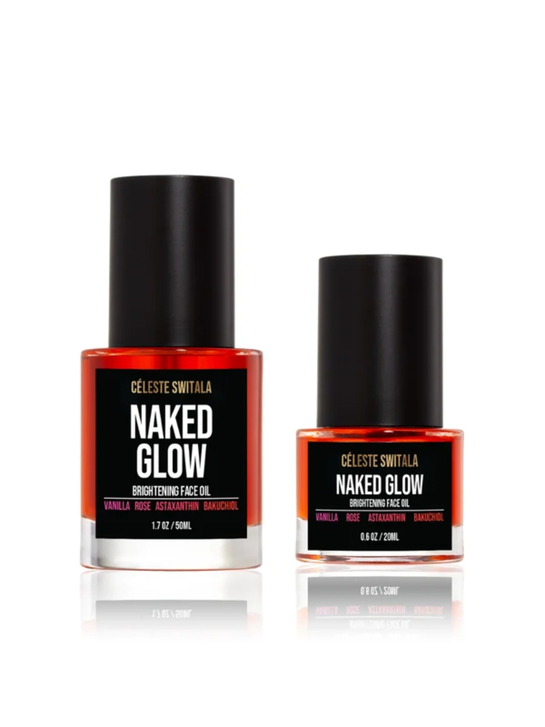 Naked Glow Brightening Face Oil in 50 ml and 20 ml bottles
